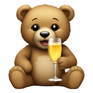 Teddy Bear drinking a glass of champagne  sticker