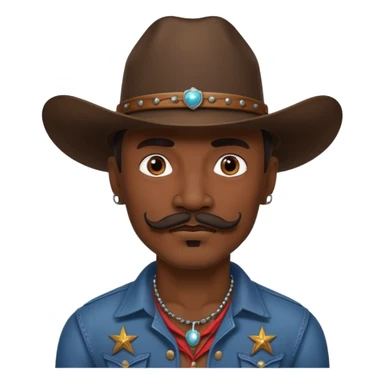tattooed and mustached cowboys dark face sticker