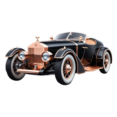 Batgirl Dark black Bare bones streamlined sporty (stripped down) hot rodded engine rose gold sports car 1932 Rolls Royce Woody futuristic electric spaceship plasma neon glowing motors and lightening dynamos with wide racing wheels that are held strong by advanced suspension and steering sticker