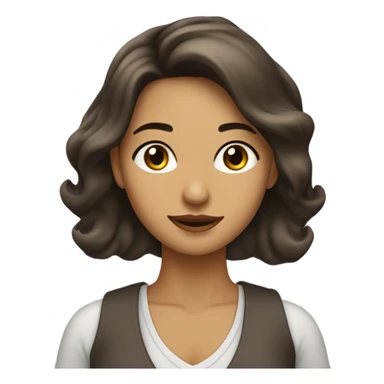 Chica peli negra, cabello por los hombros, ondulado, morena, ojos cafés sticker