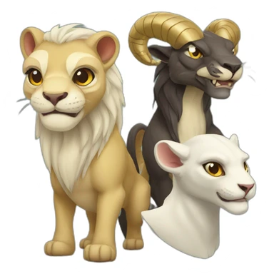 three headed chimera snake lion goat sticker