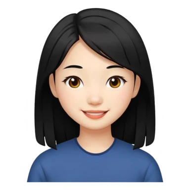 Chinese girl with black layered hair, friendly expression sticker