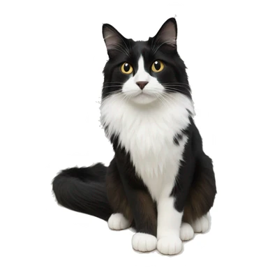 long haired cat half black half white sticker