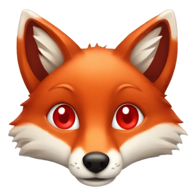 deep lush red fox face with tiny red heart instead of eyes sticker