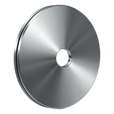 metallic disc emoji, brushed chrome surface, clean geometry, futuristic minimal 3D style, isolated on white sticker