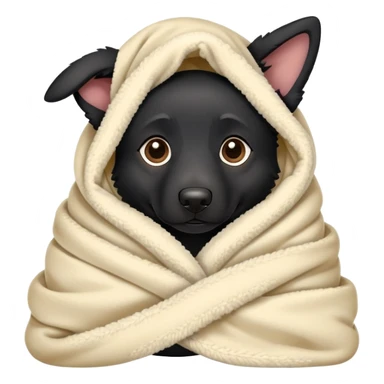 Black shepherd dog wrapped in a Blanket sticker