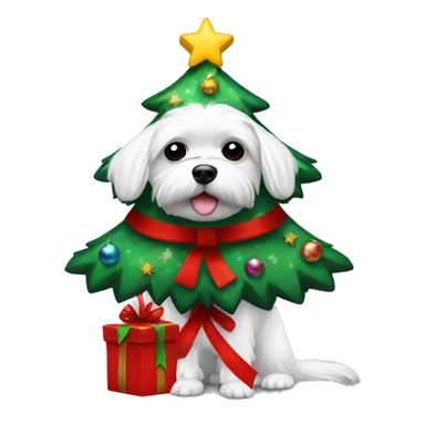 a Maltese dressed as a Christmas tree  sticker
