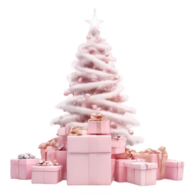 Light pink Christmas gifts under a white Christmas tree  sticker