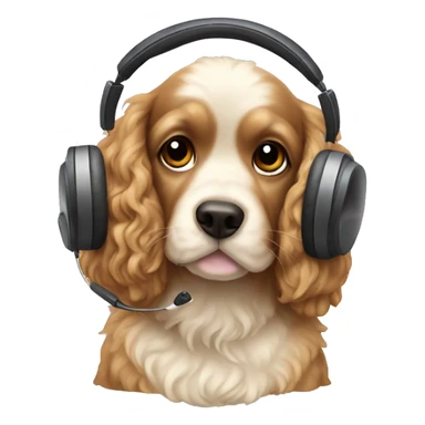 Cocker poo eating a headphone  sticker
