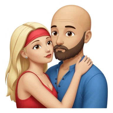 Naked, Indian, bald man with a beard kissing naked blonde fit woman sticker