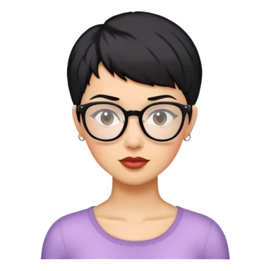 woman pixie cut black hair with glasses sticker