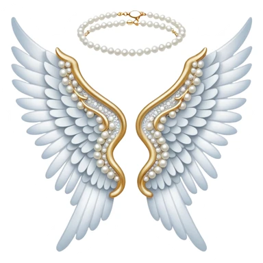 white angel wing with lace and pearls sticker