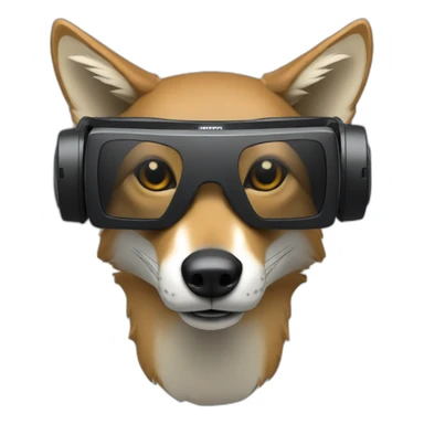 Coyote with a vr headset sticker