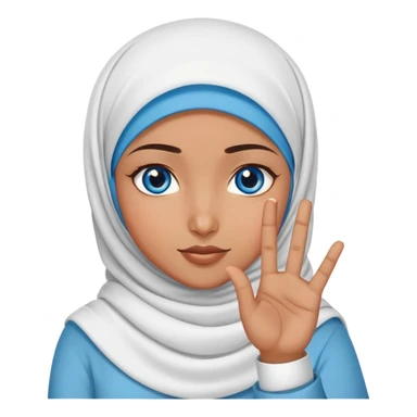 Turkish beautiful finish Konya girl blue eyes with hijab and saying no with hand gesture sticker