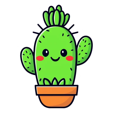 happy cactus sticker