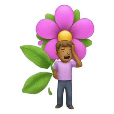 Person barfing out flower sticker