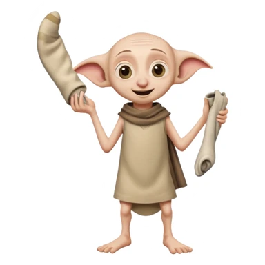 excited Dobby the house elf holding a sock sticker