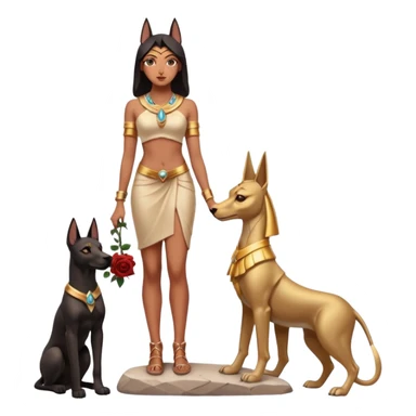  Black lapis rose gold woman anubis puppy floor statue posed  sticker