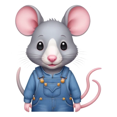 cute rat wearing blue denim overalls sticker