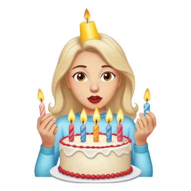 Lady blowing candles on a cake  sticker