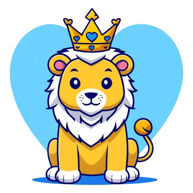 brave lion wearing a golden crown with blue hearts in New York City sticker