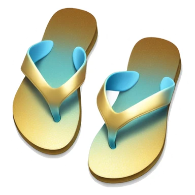 Realistic metallic gold and light blue gradient pair of summer flip flops isolated. sticker