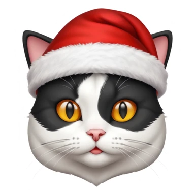 Black and white cat wearing Santa hat sticker