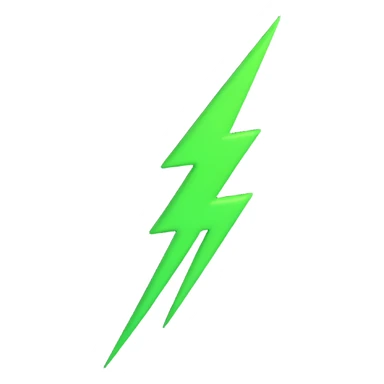 green lightning bolt, glowing effect sticker