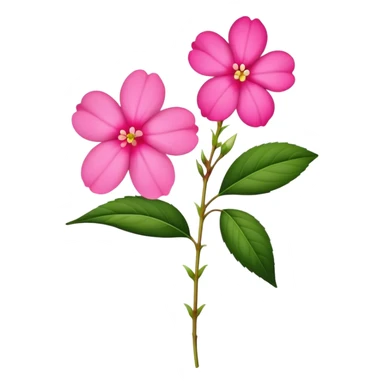 single Impatiens Balsamina flower stem sticker