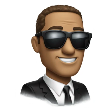 MIB ajent (men in black) that has sunglasses and a laser sticker