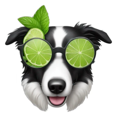 border collie with glasses drinking mojito sticker