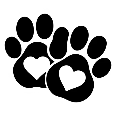 Make the two large puppy paw prints black, keep the heart, and remove the background. sticker