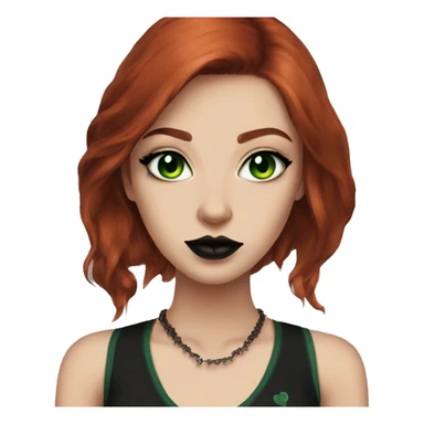Cool Brooklyn girl brownish red hair green eyes goth big lips cat eyeliner sticker