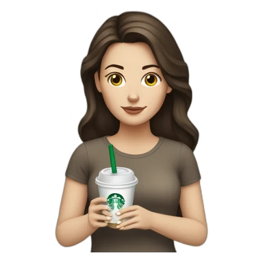 brunette white girl drinking starbucks sticker