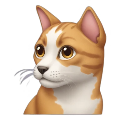 half cat half dog face sticker