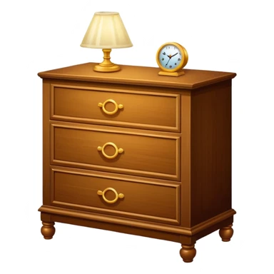 Cupboard-commode-drawer-night-stand furniture with a night lamp on  sticker