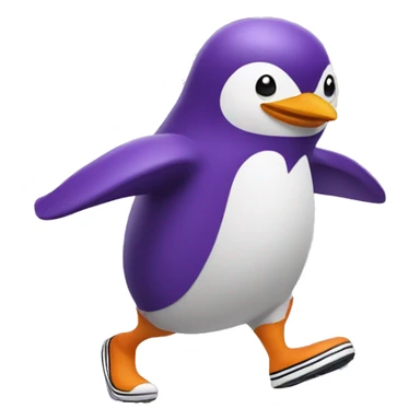Purple penguin wearing running shoes sticker