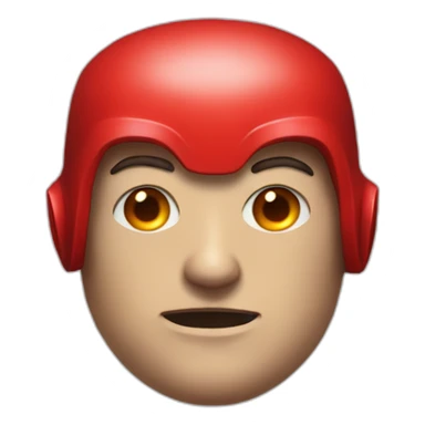 Blind superhero head with red helmet that has dark red eye holes that has horns just the head sticker