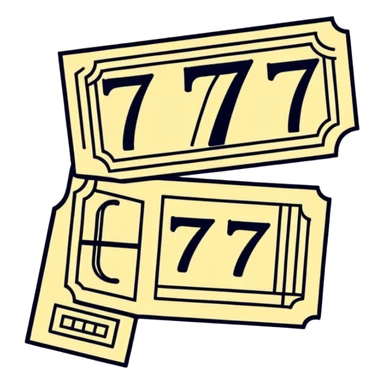 A colorful raffle ticket with the number 777 on it sticker