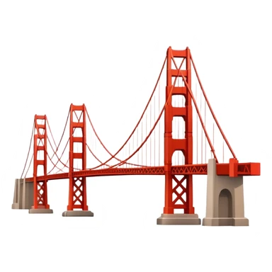 Cinematic Realistic Golden Gate Bridge Landmark Emoji, depicted with the iconic suspension bridge rendered with rich detail and vibrant, dynamic lighting. sticker