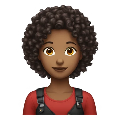 Black, red curly hair, long hair, girl sticker