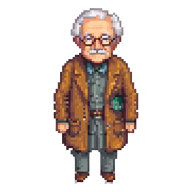grandfather pensioner in pixel art style sticker