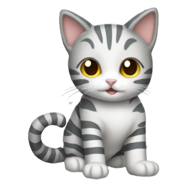 Gray striped cat picking flowers  sticker