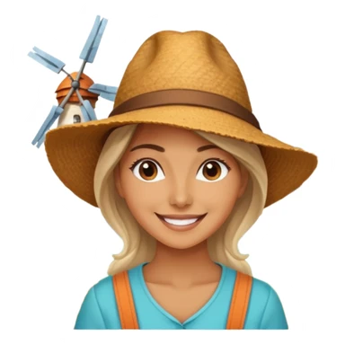 WOMAN WEARİNG ÇİFTÇİ HAT with  Windmills sticker
