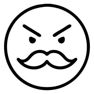angry face with mustache outlined icon sticker