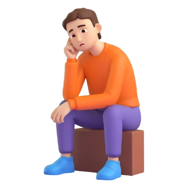 A person with a sad expression, looking lonely sticker