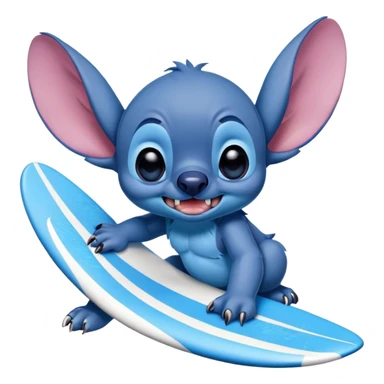 Disneys stitch surfing. sticker