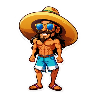 Hombre moreno con sombrero playero colombia y gafas julieth sticker