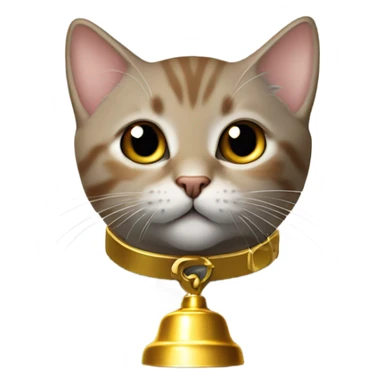 Brown kitten grey collar on with a gold bell on it  sticker