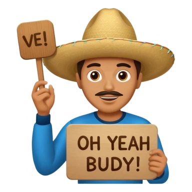 mexican holding sign that says oh yeah buddy boy sticker